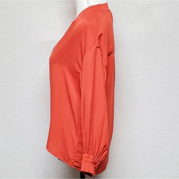 JOIE Ninarika Desert Rose Silk V-neck Hi-low Pleated Long Sleeve Blouse Small - Picture 6 of 12